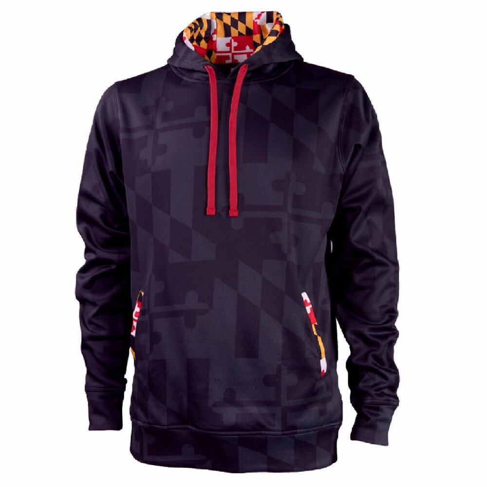 Maryland Ghosted Flag Tribute Black Hoodie Pullover - NEW Fast Ship